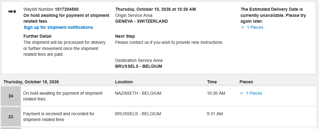 Tracking delivery status for DHL Express shipments MyDHL still waiting for a payment already done