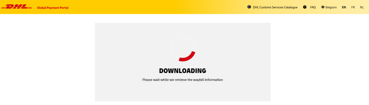 DHL Express Global Payment Portal - Custom Data Paid impossible to access and download from DHL